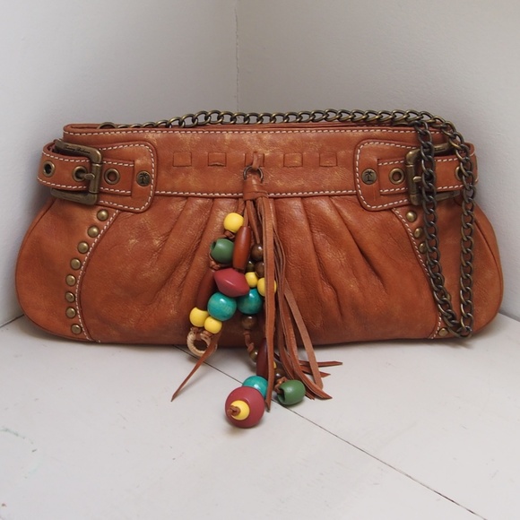 Tommy Bahama Handbags - Rare Tommy Bahama Beaded Tassels Leather Handbag